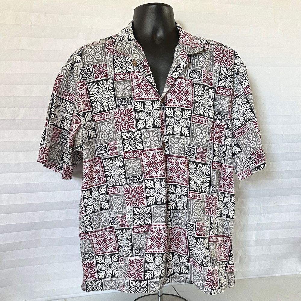 Honolulu Harbor Men’s Hawaiian Print Shirt Tropical Aloha Button Down